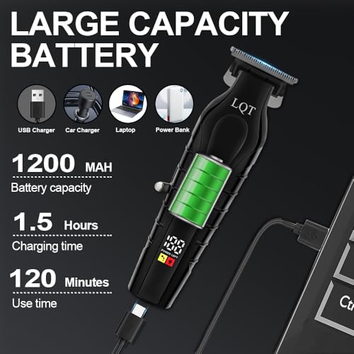 Valentines Day Gifts for Him Professional Hair Trimmer for Men Cordless Beard and Mustache Zero Gap Trimmer Rechargeable Electric T Liners Clippers with Led Display and Luxury Gifts Box