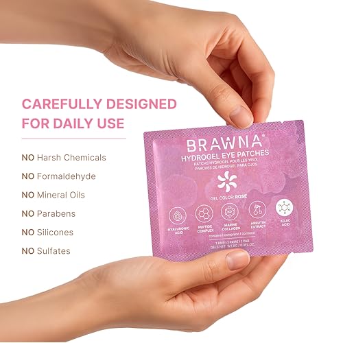 BRAWNA Rose Cooling Eye Patches for Dark Circles & Puffiness - 24 Pairs