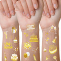 Golden Birthday Temporary Tattoos, 100 Gold Styles - Stay Golden Birthday Temporary Tattoos Decorations for Girls Women and Men Birthday Party Supplies Favors Accessory Gift