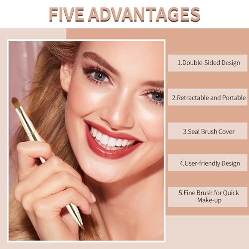 3-Pack Retractable Lip Brush with Lid – Travel Makeup Brush Set