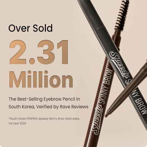PERIPERA Speedy Skinny Brow (09 Taupe Brown),1.5mm Precise Eyebrow Pencil, Dual-Sided Fine Tip Shades, Define Fills Brow Make up, K Beauty, Korean Make-up