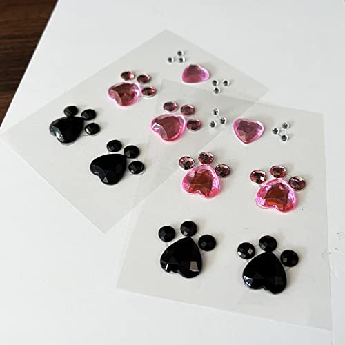 Crystal Cat Face Jewels Gems Sticker Tattoo - 4 Sheet Set