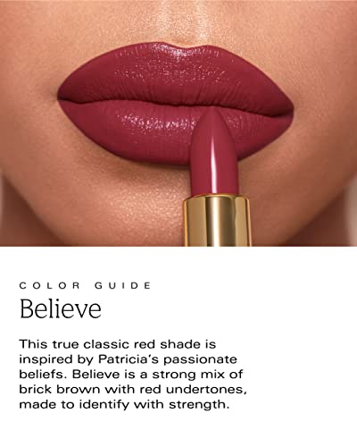 PDL Cosmetics by Patricia De León | High Powered Lipstick (Believe) | Intensely Colored Brick Red Matte Finish Lipstick | Long Lasting Hydrating Formula, Creamy Texture & Weightless Coverage | Vegan | Cruelty-Free | .14 oz