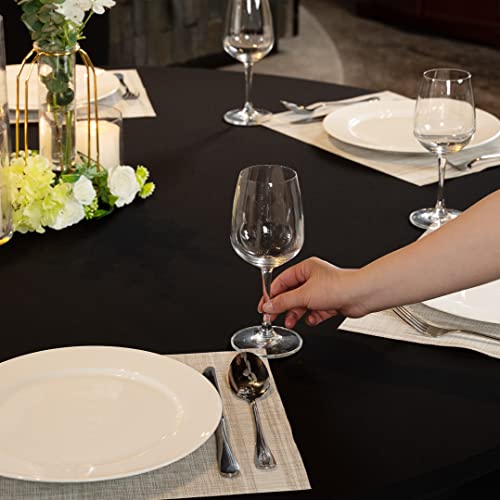 Restaurantware Table Tek 72 x 30 Inch Round Table Covers 1 Washable Spandex Tablecloths - Wrinkle-Free Durable Black Polyester Fitted Tablecloths for Parties Banquets or Weddings
