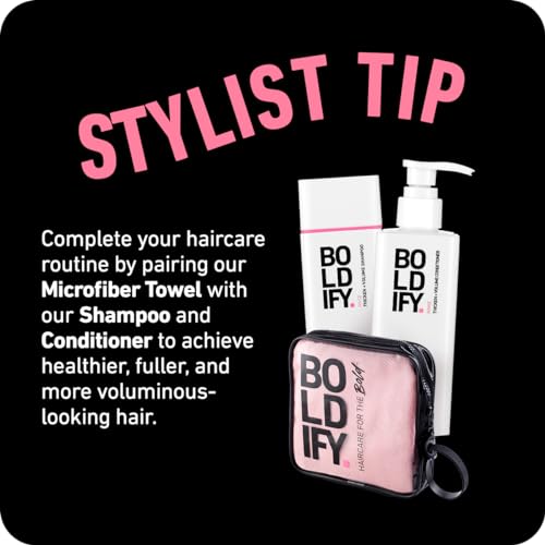 Boldify Pink Microfiber Hair Towel Wrap for Women - Quick Dry & Gentle on Curly Hair