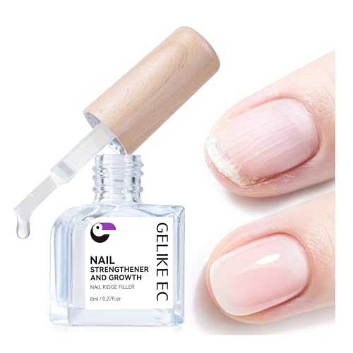 Gelike EC 8-in-1 Clear Nail Ridge Filler & Strengthener for Damaged Nails - Natural Growth & Top Coat-Free