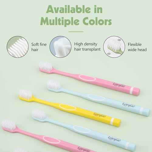 6pcs Travel Toothbrush Set, Extra Soft Toothbrushes for Adults Gentle Portable Manual Toothbrush with Individual Travel Case Deep Cleaning Flossing Toothbrushes for Sensitive Teeth(Multicolor)