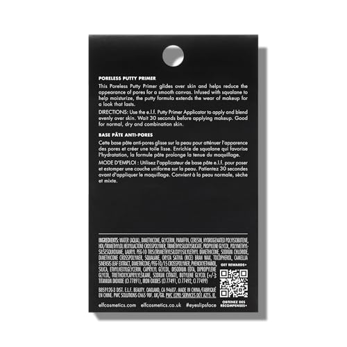 e.l.f. Poreless Face Primer, Skin-Perfecting & Lightweight, Long Lasting, Smooths & Preps to Create Flawless Base, Infused with Tea Tree and Vitamins A & E, 0.74 oz (21g)
