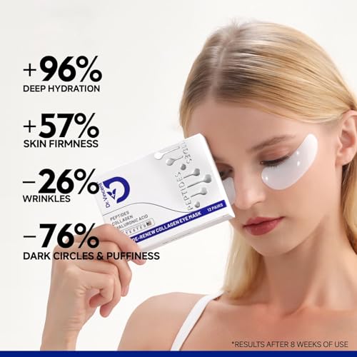 Peptide Under Eye Patches, Firming Eye Patches Instant Reduces Dark Circles and Puffiness, Collagen Under Eye Mask for Bags Treatment, Wrinkles, 24 Pairs, Vegan