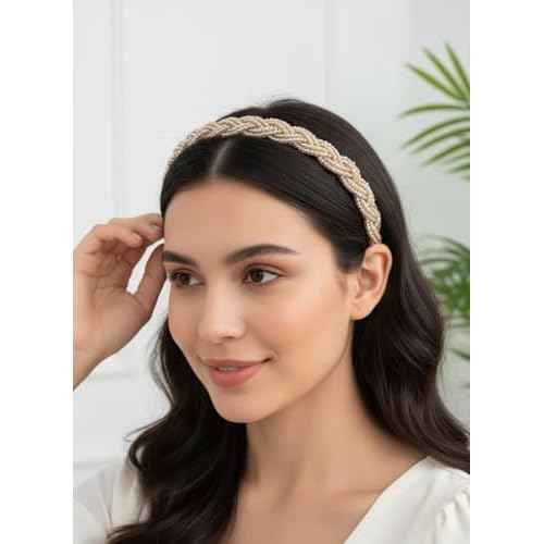 7 Pack Headbands for Women Fashion,Wide Headband Trendy Non Slip Girls Pearl Head Bands,Neutral Multi-style Hairbands Hair Accessories Christmas Gifts For Thin Thick Hair Wash Face SPA ( Brown )