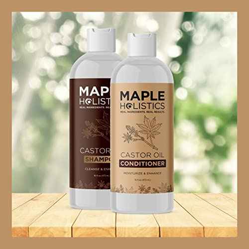 Castor Oil Shampoo and Conditioner Set - Jamaican Black Castor Oil Shampoo and Biotin Collagen Conditioner - Sulfate Free Shampoo and Conditioner for Fine Hair and Dry Scalp Care (Vanilla) -16 Fl Oz