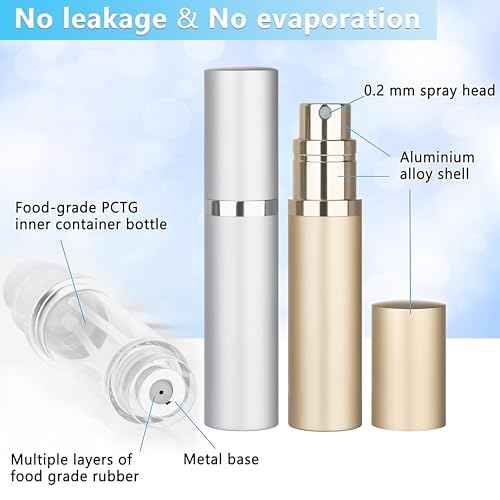 Refillable Perfume Atomizer Travel Bottle 3-Pack 5ml Leakproof Luxury Travel Perfume Refillable Bottle, Portable Fragrance Atomiser (Black & Gold & Silver)
