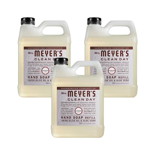 Mrs. Meyer's Hand Soap Refill, Made with Essential Oils, Lavender, 33 fl. oz (Pack of 3)