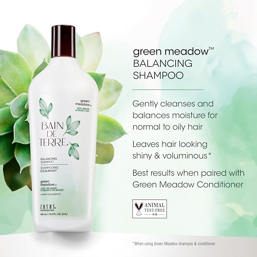 Bain de Terre Green Meadow Balancing Conditioner, Gentle Moisture Balance for Soft, Silky & Bouncy Hair with Argan & Monoi Oils, Paraben-free, Color-Safe, Vegan (2 sizes)