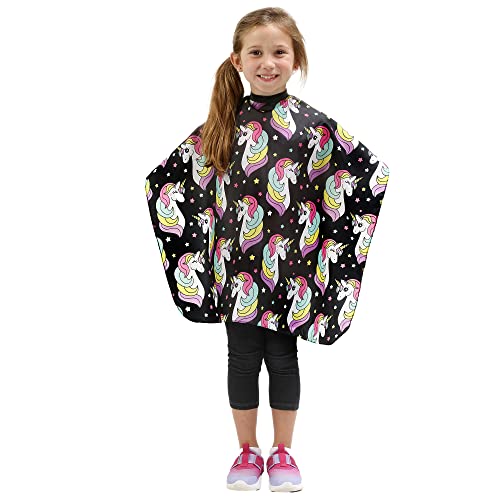 Kids Pink Leopard Hair Cutting Cape - Toddler XS-S Multicolor Unicorn Pattern