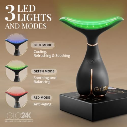 GLO24K LED Facial Massager with Vibration & Warm Massage