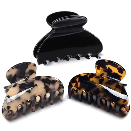 Tortoise & Leopard Print Medium Claw Hair Clips - 3 Pack