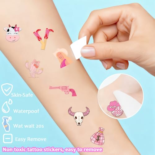 60 Pcs Wild & Free Cowboy Temporary Tattoos - Waterproof