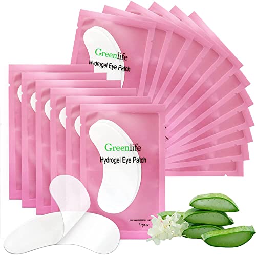 GreenLife 200 Pairs 100% Natural Eyelash Extension Under Eye Gel Pads patches kit Collagen Aloe Vera Hydrogel Eye Patches Eyelash Extension Supplies Tools, Lash Extension Supplies (100 200 400 Pairs)