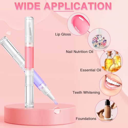100 Pack 3ml Empty Cuticle Oil Pens - Transparent Twist Brush Applicators