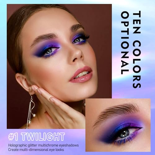 MAKI YIKA 5Pc Glitter Eyeshadow Liquid Multichrome Eyeshadows Long Lasting, Metallic Chameleon Eye Shadow Smudgeproof Holographic Multi-Dimensional Eye Looks (#1+2+3+5+6)