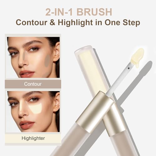 Brenqe Liquid Contour & Highlighter Stick 02 Fair With Warm Undertones – Under Eye Brightening & Face Sculpting Makeup