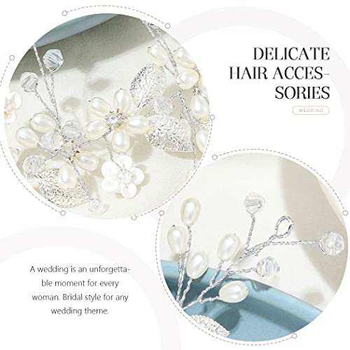 Yean Pearl Wedding headband Silver Flower Bridal Hair Accessories Leaf Hair Piece for Women and Girls