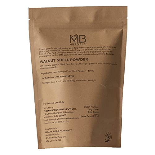 MB Herbals Walnut Shell Powder 8 oz / 0.5 LB 227G | For Natural Face Scrub Soap & Exfoliating Face Mask Formulations Exfoliates Skin Gently - No Silica - 100% Natural