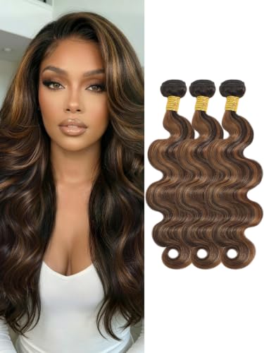 Body Wave Human Hair Bundles - 16/18/20 Inch Honey Blonde Ombre