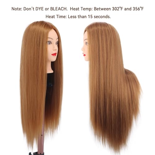 80% Real Human Hair Mannequin Head 26-28" with Clamp & Tools
