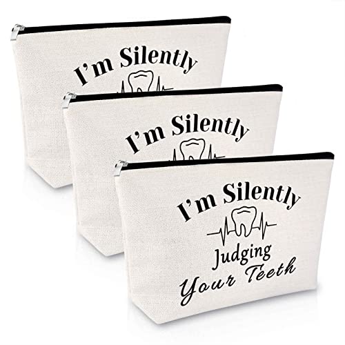 Sfodiary 3Pcs Dentist Appreciation Gift Makeup Bag Dental Gift for Women Hygienist Dental Assistant Birthday Presents Cosmetic Bag Christmas Graduation Presents for Dentist Travel Cosmetic Pouch