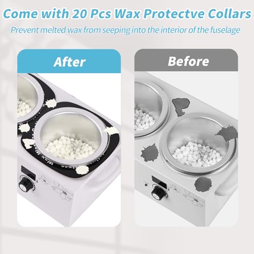 Double Wax Warmer for Hair Removal, Yofuly Professional Large Wax Heater Machine with Silicone Pot Liners, Digital Women Home Self Waxing Kit for Facial Skin Body Spa