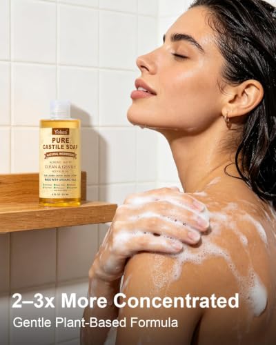 Yoken Organic Almond Castile Liquid Soap 8oz Travel Size - Gentle & Multi-Purpose