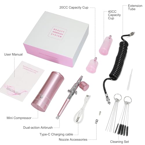 Airbrush Kit with Compressor, 0.3mm Nozzle, USB Rechargeable