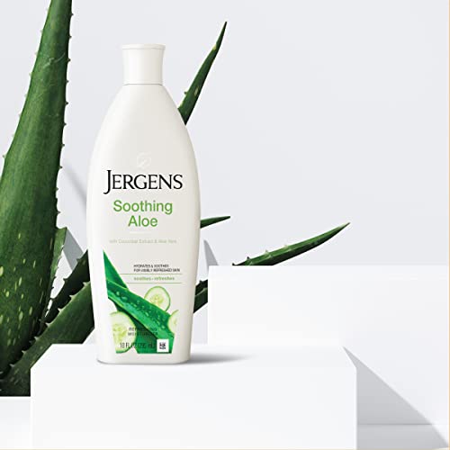 Jergens Soothing Aloe Refreshing Moisturizer, Aloe Vera, 10 oz, Illuminating Hydralucence Blend, with Cucumber Extract, Dermatologist Tested