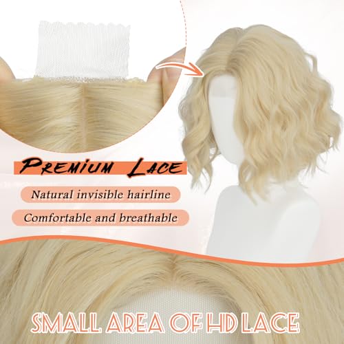 Haloo Blonde Bob Wig Lace Front Short Wavy 11 Inch