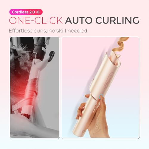 TYMO CurlGo Cordless Automatic Curling Iron - 1 Inch Rotating Wand