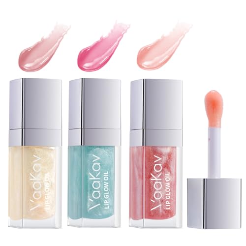 Color Changing Lip Gloss - Non-Sticky Hydrating Lip Oil, High Shine Glassy Finish, PH Reactive Tinted Lip Plumper, Long Lasting Moisture & Glow(3PCS,1 Count)