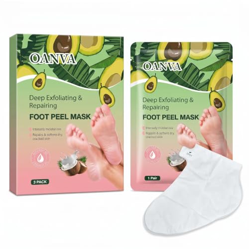 OANVA Exfoliating Foot Peel Mask (3 Pack) - Callus Remover for Cracked Heels