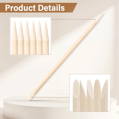 600 Pcs Wooden Cuticle Sticks - Double Sided Orange Wood Nail Sticks (4.5 in)