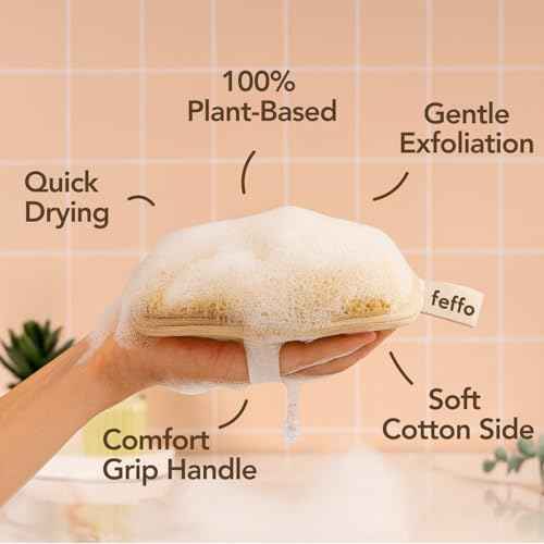 Loofah Sponge for Body Scrub, Exfoliating Body Scrubber & Shower Sponge Shower Scrubber, Loofah for Women and Men, Exfoliating Washcloth Alternative (2 Count, 1 Pack, Oval Shape)