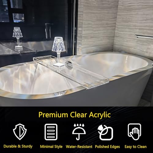 Clear Acrylic Bathtub Tray Table - Anti-Slip Bath Caddy