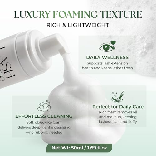 Foam Lash Cleanser for Extensions 50ml Gentle Oil-Free Hypoallergenic Makeup Remover