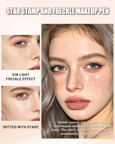 LYSdefeu Star Stamp & Freckle Pen Makeup Kit Set A - Long Lasting, Waterproof