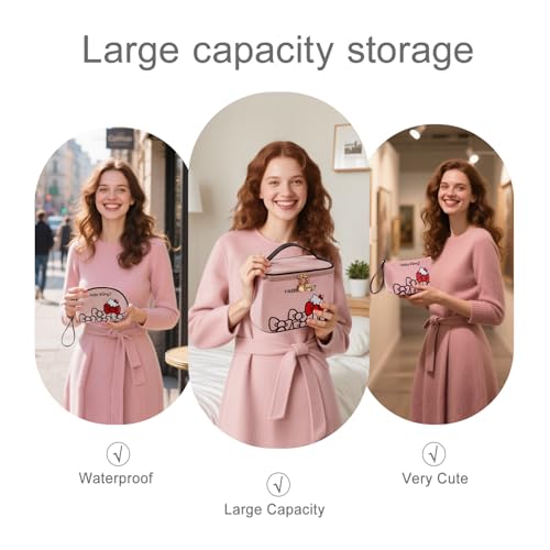 Vimanllie Travel Makeup Bag Large Cosmetic Bags with Brush Holder,Pink Waterproof 3PCS Portable Cosmetic Case for Women,Toiletry Bag for Skincare&Beauty Tools for Her