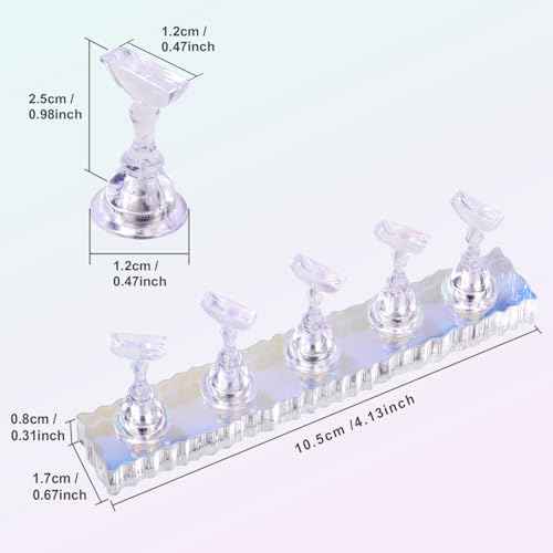 Nail Art Tools, Nail Holder for Painting Nails, 15 PCS Nail Art Brushes, 5 PCS Nail Dotting Tool, Nail Stand for Home DIY & Salon Nail Art Design