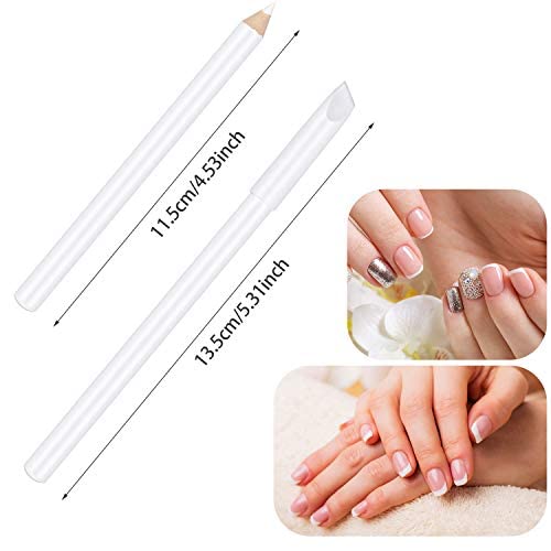 White Nail Pencil 3-Pack - 2-in-1 French Manicure Tool with Cuticle Pusher
