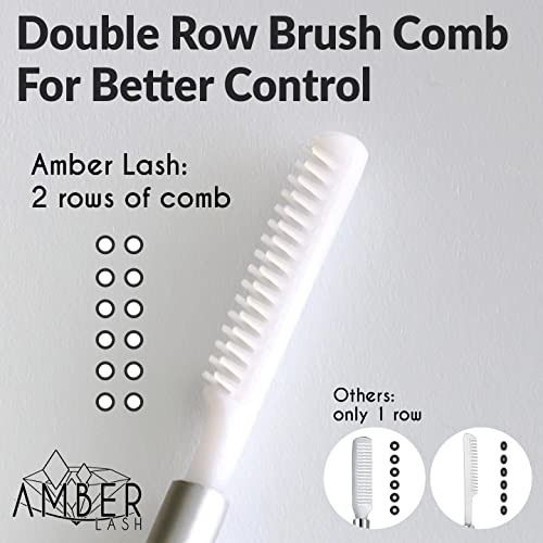 Amber Lash Eyelash Lift Perm Tool Eyelash Separator Stainless Steel Lash Lift Tool with Separation Comb Stick for Eyelash Extensions Supplies (Double Row Brush)