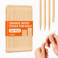 Cuticle Pusher 50 Pcs Natural Wood Orange Sticks - Nail Care Tool Set, Travel Size, Double Ended