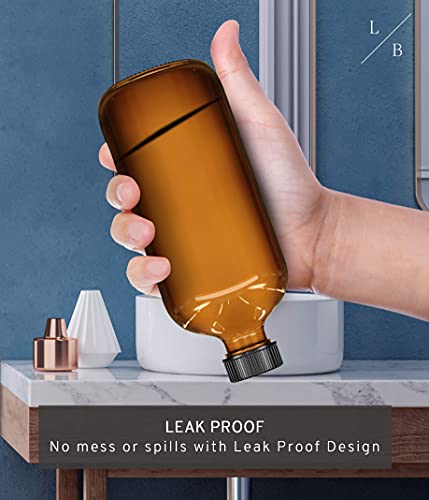 LiBa 16oz Amber Glass Spray Bottles - 2 Pack with Adjustable Nozzle